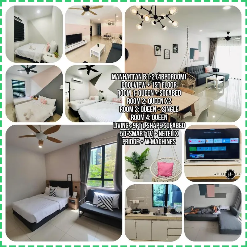 Manhattan B1-2 (4bedrooms 12pax)PoolView 2carpark hotel room