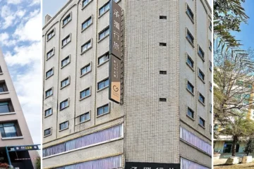 由左至右：鹿港澄悅酒店、承攜行旅彰化中正館、亞太鹿港渡假村外觀
